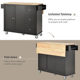 Runesay Black Wood Base with Wood Top Rolling Kitchen Island (29.5-in x 52.76-in x 36.81-in)