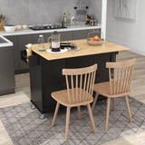 Runesay Black Wood Base with Wood Top Rolling Kitchen Island (29.5-in x 52.76-in x 36.81-in)