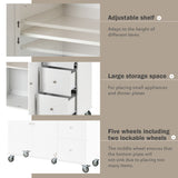 Runesay White Wood Base with Wood Top Rolling Kitchen Island (29.5-in x 52.76-in x 36.81-in)