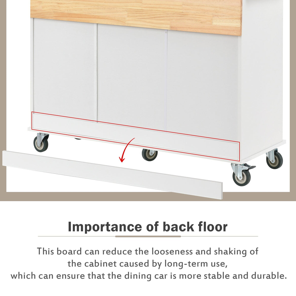 Runesay White Wood Base with Wood Top Rolling Kitchen Island (29.5-in x 52.76-in x 36.81-in)