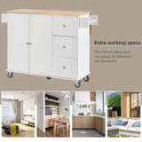 Runesay White Wood Base with Wood Top Rolling Kitchen Island (29.5-in x 52.76-in x 36.81-in)