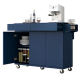 Runesay Blue Wood Base with Wood Top Rolling Kitchen Island (27.56-in x 53.15-in x 36.33-in)