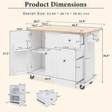 Runesay White Wood Base with Wood Top Rolling Kitchen Island (28.74-in x 53.94-in x 36.81-in)