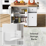 Runesay White Wood Base with Wood Top Rolling Kitchen Island (28.74-in x 53.94-in x 36.81-in)
