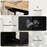 Runesay Black Wood Base with Wood Top Rolling Kitchen Island (28.74-in x 53.94-in x 36.81-in)