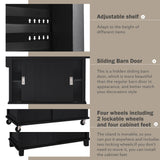 Runesay Black Wood Base with Wood Top Rolling Kitchen Island (20.5-in x 52.2-in x 36.6-in)