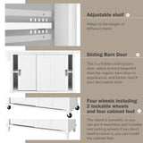 Runesay White Wood Base with Wood Top Rolling Kitchen Island (20.5-in x 52.2-in x 36.6-in)