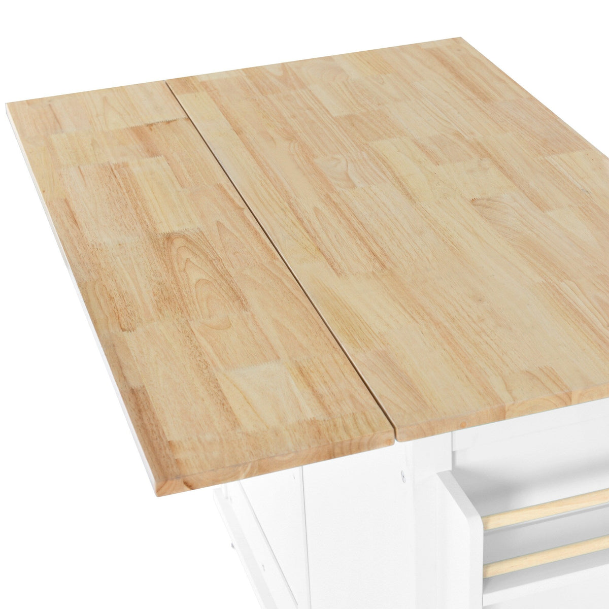Runesay White Wood Base with Wood Top Rolling Kitchen Island (20.5-in x 52.2-in x 36.6-in)
