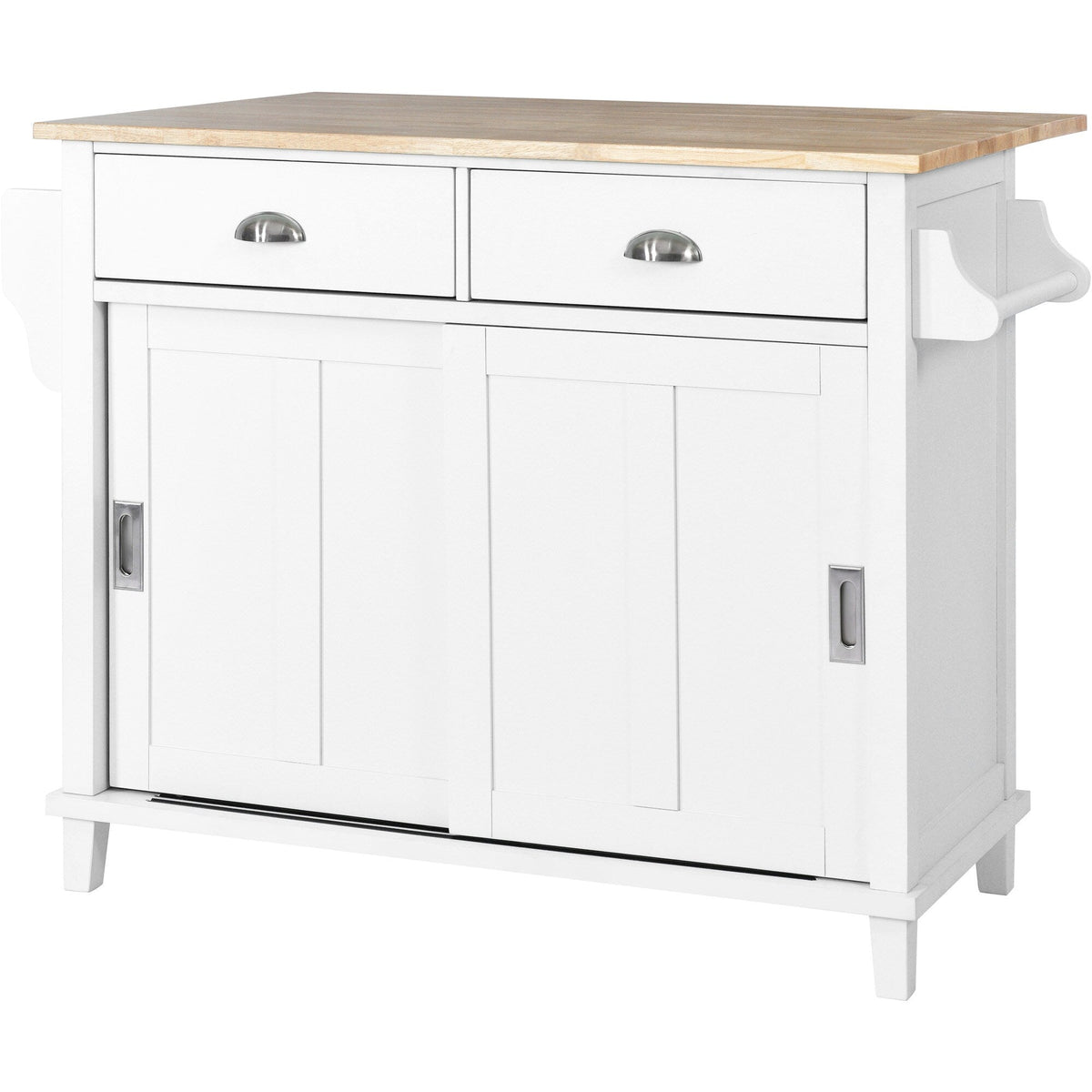 Runesay White Wood Base with Wood Top Rolling Kitchen Island (20.5-in x 52.2-in x 36.6-in)