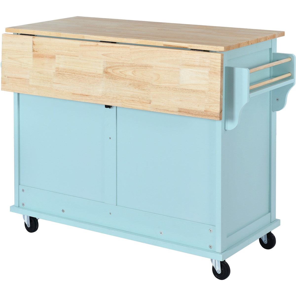 Runesay Green Wood Base with Wood Top Rolling Kitchen Island (20.5-in x 52.2-in x 36.6-in)