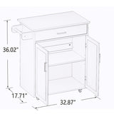Runesay White Wood Base with Wood Top Rolling Kitchen Island (17.72-in x 32.68-in x 36.02-in)