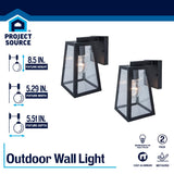 Project Source 2-Pack 8.5-in H Matte Black Outdoor Wall Lantern, Medium Base (E-26)