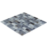 Elida Ceramica Brushed City Windows Staggered 12-in x 12-in Glossy Glass/Metal Mosaic Wall Tile