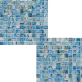 Elida Ceramica Lagoon Blue Glossy Glass Uniform Squares Mosaic Wall Tile, 12-in x 12-in Sheet