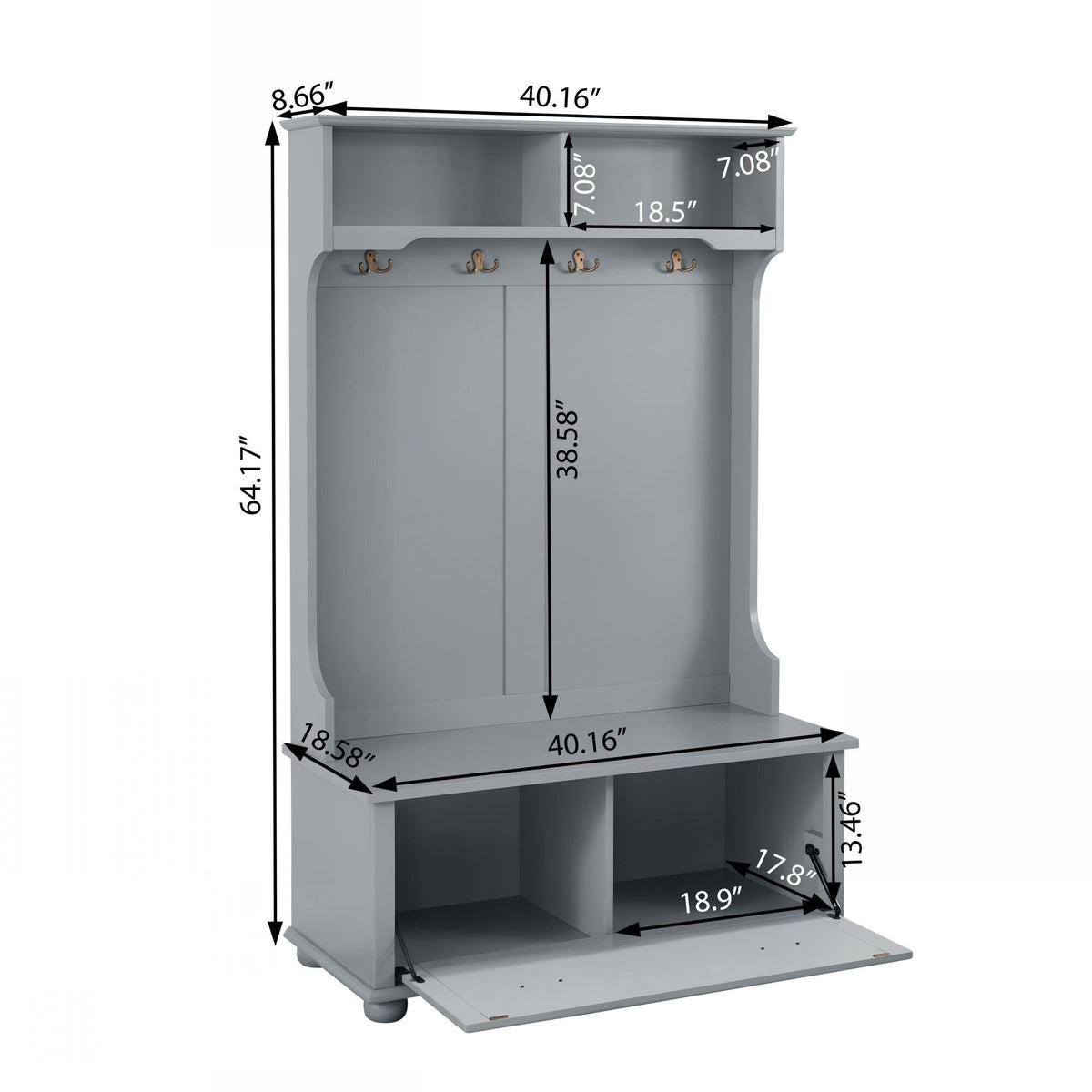 Yiekholo Casual 40.16-in Gray Wood Hall Tree