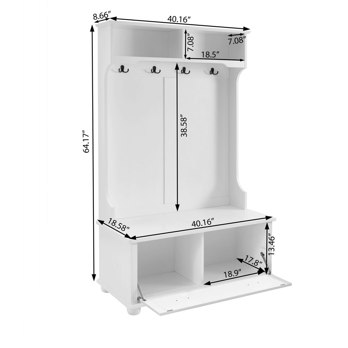 Yiekholo Casual 40.16-in White Wood Hall Tree