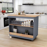 Nestfair Blue Wood Base with Mdf Wood Top Rolling Kitchen Island (21.7-in x 46-in x 35.62-in)