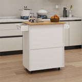 Nestfair White Wood Base with Mdf Wood Top Rolling Kitchen Island (17.72-in x 37.99-in x 36.02-in)