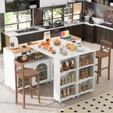 Nestfair White Wood Base with Mdf Wood Top Rolling Kitchen Island (16.92-in x 33.22-in x 37.12-in)