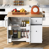 Nestfair White Wood Base with Mdf Wood Top Rolling Kitchen Island (28.74-in x 53.94-in x 36.81-in)