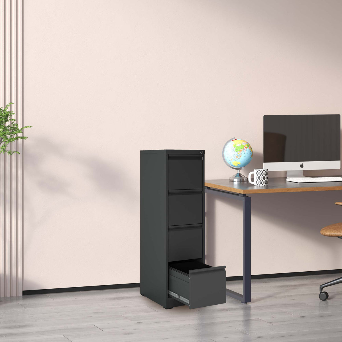 Kahomvis Black Office Cabinet