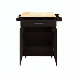 BABOOM Black Mdf Base with Wood Top Rolling Kitchen Island (17.71-in x 38.18-in x 36.02-in)