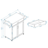 BABOOM Black Mdf Base with Wood Top Rolling Kitchen Island (17.71-in x 38.18-in x 36.02-in)