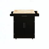 BABOOM Black Mdf Base with Wood Top Rolling Kitchen Island (17.71-in x 38.18-in x 36.02-in)