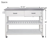 Nestfair White Wood Base with Mdf Wood Top Rolling Kitchen Cart (19.69-in x 47.2-in x 36.02-in)