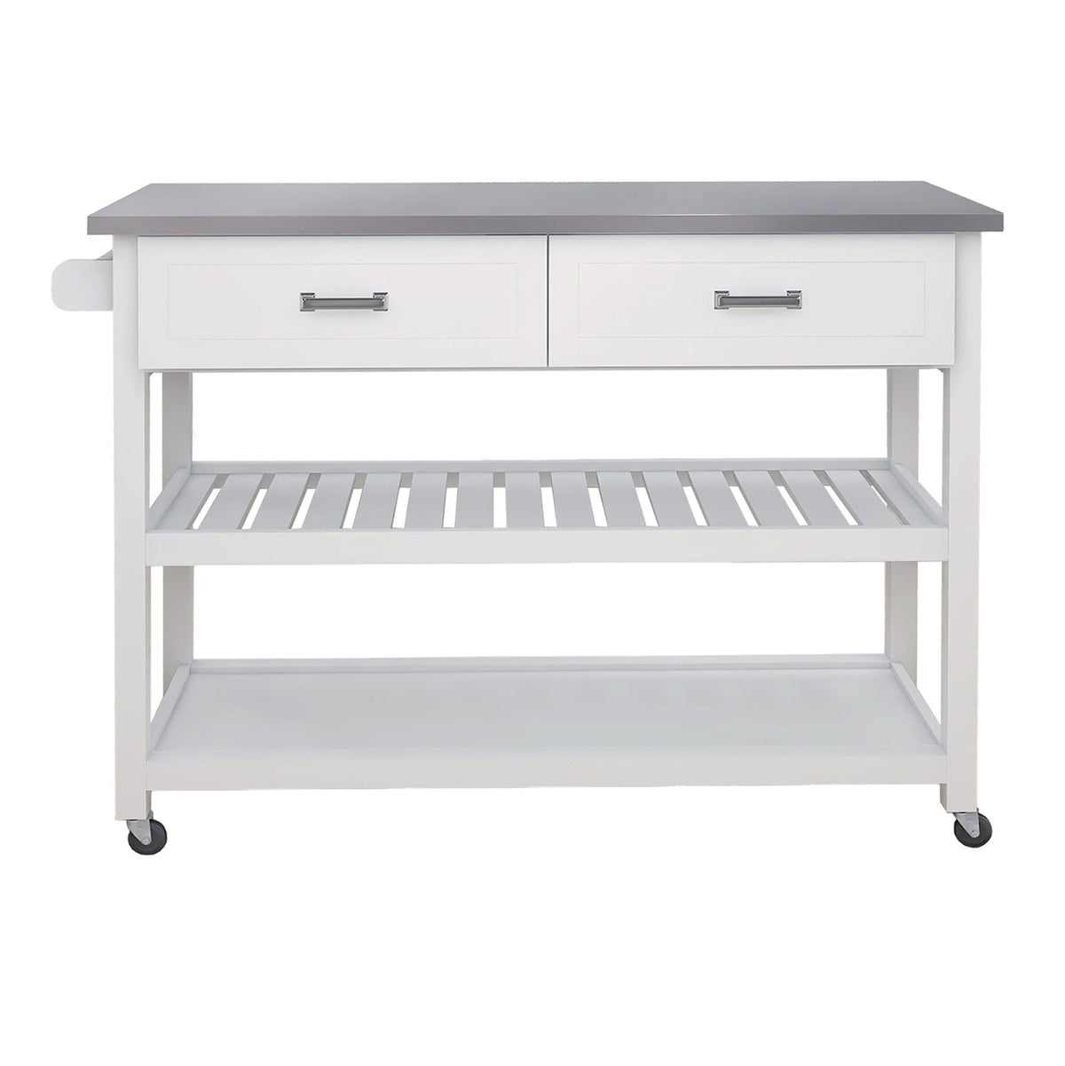 Nestfair White Wood Base with Mdf Wood Top Rolling Kitchen Cart (19.69-in x 47.2-in x 36.02-in)