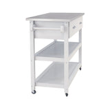 Nestfair White Wood Base with Mdf Wood Top Rolling Kitchen Cart (19.69-in x 47.2-in x 36.02-in)