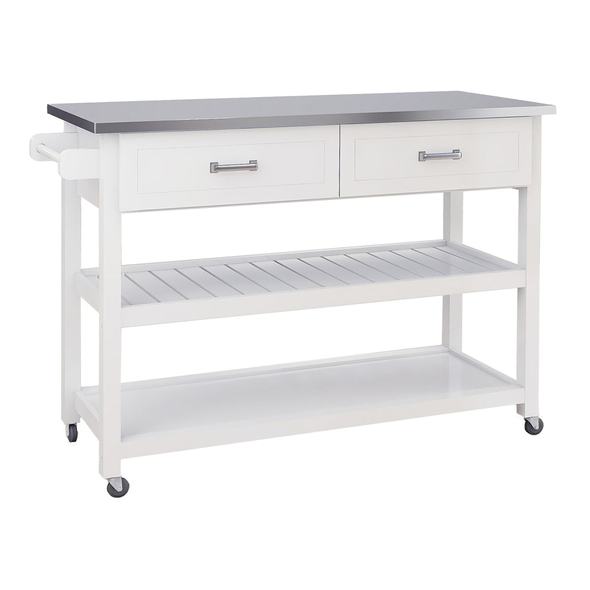 Nestfair White Wood Base with Mdf Wood Top Rolling Kitchen Cart (19.69-in x 47.2-in x 36.02-in)