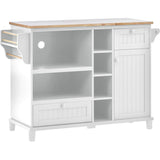 Nestfair White Wood Base with Mdf Wood Top Rolling Kitchen Island (18.1-in x 50.8-in x 36.2-in)