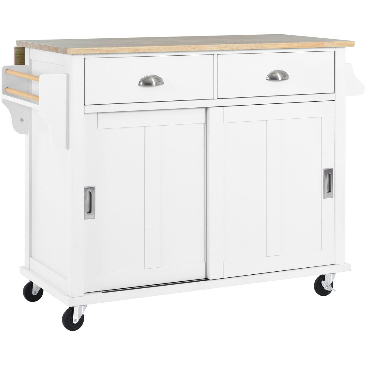 Nestfair White Wood Base with Mdf Wood Top Rolling Kitchen Island (20.5-in x 52.2-in x 36.6-in)