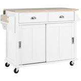 Nestfair White Wood Base with Mdf Wood Top Rolling Kitchen Island (20.5-in x 52.2-in x 36.6-in)