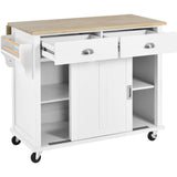 Nestfair White Wood Base with Mdf Wood Top Rolling Kitchen Island (20.5-in x 52.2-in x 36.6-in)