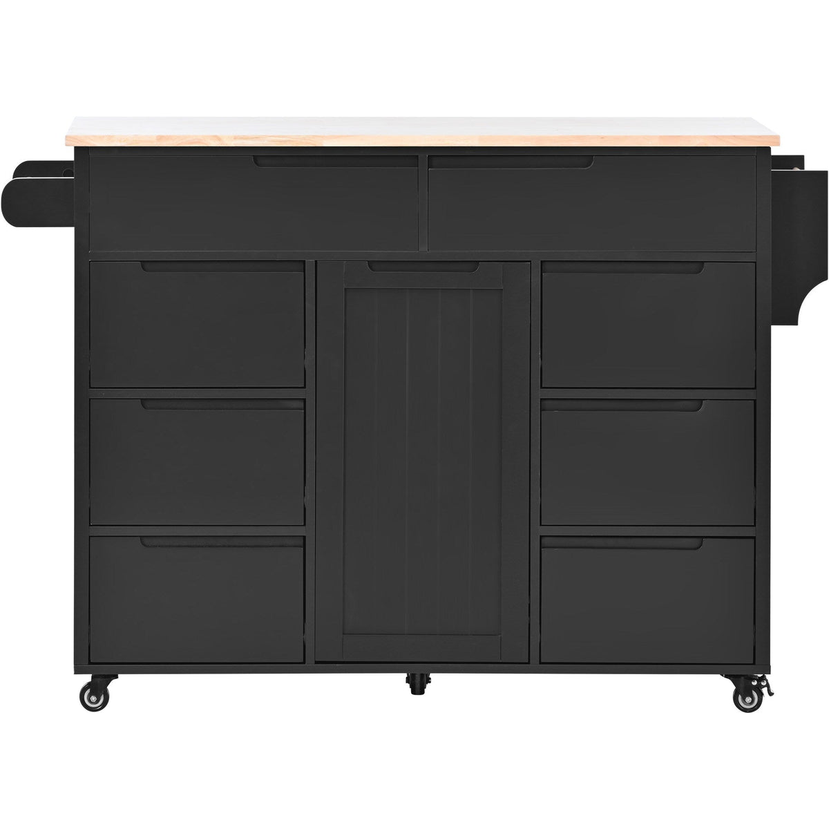 Nestfair Black Wood Base with Mdf Wood Top Rolling Kitchen Island (18.5-in x 53.1-in x 37-in)