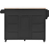 Nestfair Black Wood Base with Mdf Wood Top Rolling Kitchen Island (18.5-in x 53.1-in x 37-in)