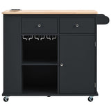 Nestfair Black Wood Base with Mdf Top Rolling Kitchen Island (29.33-in x 39.8-in x 33.7-in)