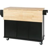 Nestfair Black Wood Base with Mdf Wood Top Rolling Kitchen Island (29.5-in x 53.1-in x 37.2-in)