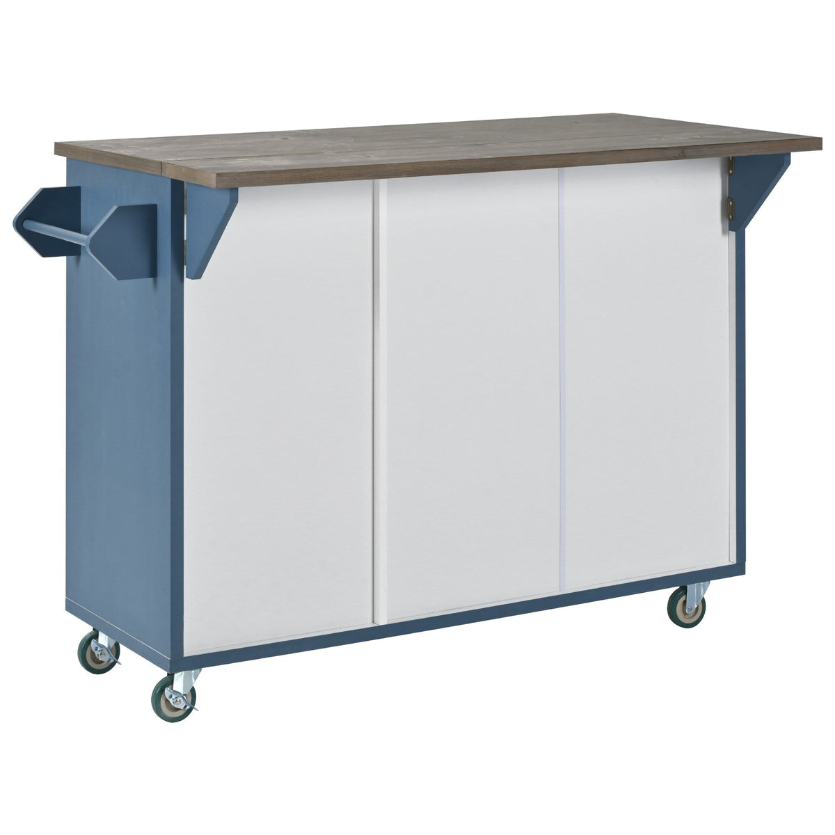 Nestfair Blue Wood Base with Mdf Wood Top Rolling Kitchen Island (25.7-in x 51.6-in x 36.7-in)