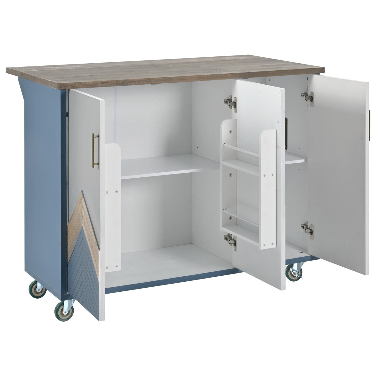Nestfair Blue Wood Base with Mdf Wood Top Rolling Kitchen Island (25.7-in x 51.6-in x 36.7-in)