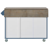 Nestfair Blue Wood Base with Mdf Wood Top Rolling Kitchen Island (25.7-in x 51.6-in x 36.7-in)