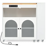 Nestfair White Wood Base with Mdf Wood Top Rolling Kitchen Island (16.92-in x 33.22-in x 37.12-in)