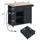 Nestfair Black Wood Base with Mdf Top Rolling Kitchen Island (29.33-in x 39.8-in x 33.7-in)