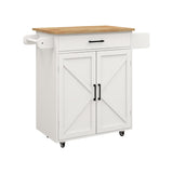 Nestfair White Wood Base with Mdf Wood Top Rolling Kitchen Island (17.72-in x 37.99-in x 36.02-in)