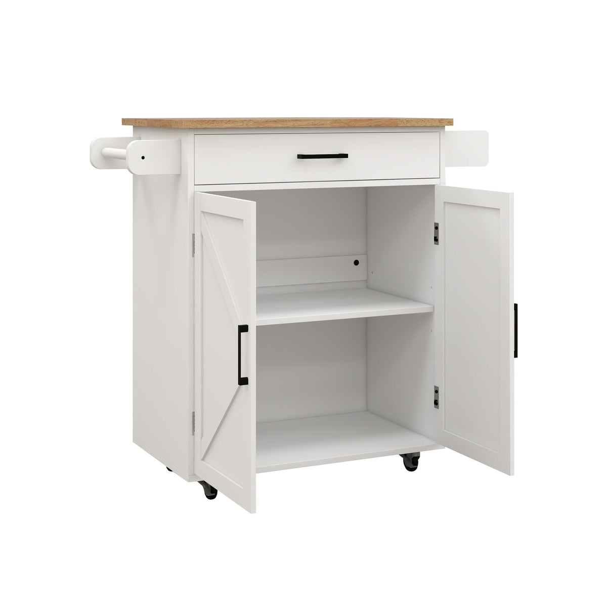 Nestfair White Wood Base with Mdf Wood Top Rolling Kitchen Island (17.72-in x 37.99-in x 36.02-in)