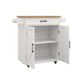 Nestfair White Wood Base with Mdf Wood Top Rolling Kitchen Island (17.72-in x 37.99-in x 36.02-in)