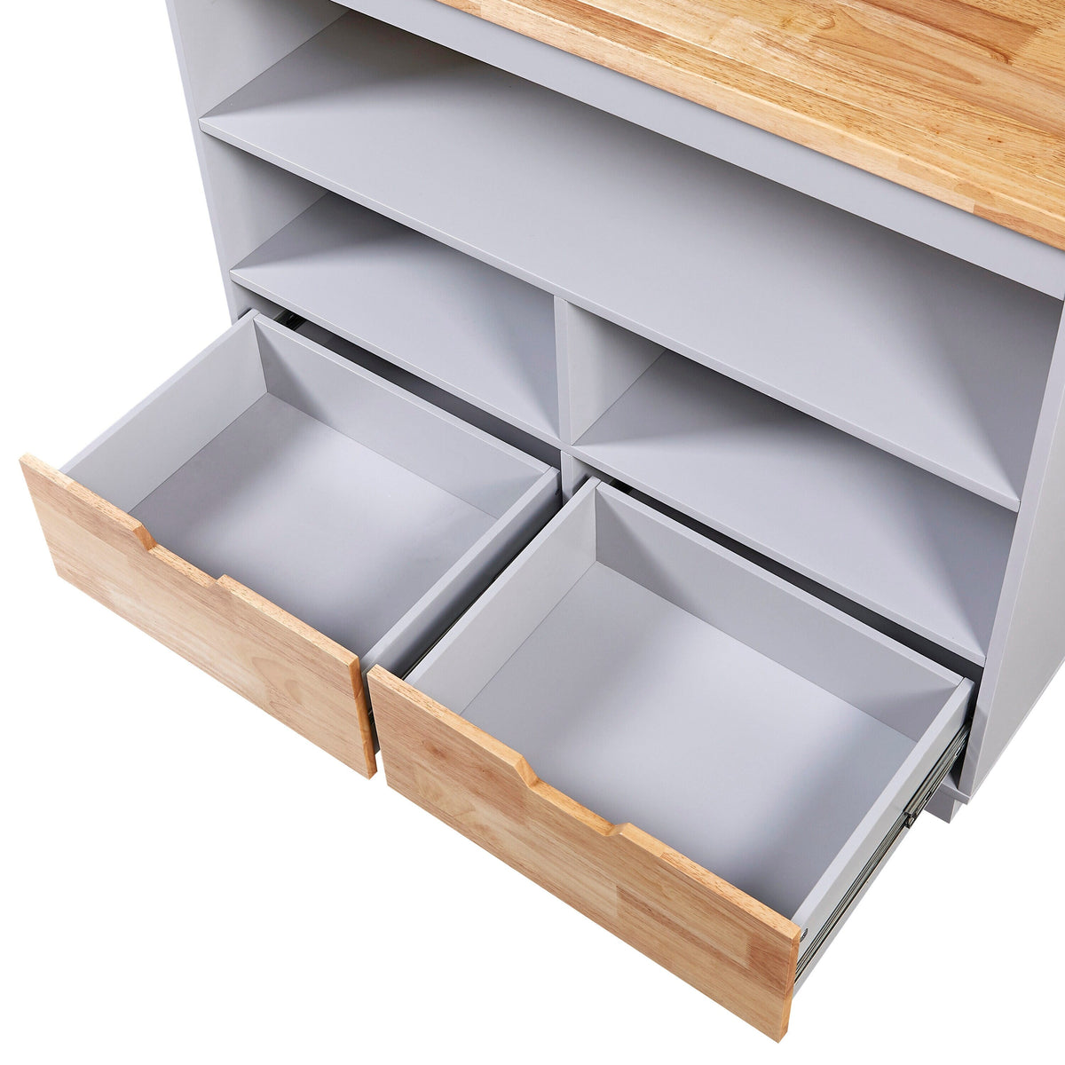 Nestfair Blue Wood Base with Mdf Wood Top Rolling Kitchen Island (21.7-in x 46-in x 35.62-in)
