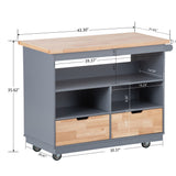 Nestfair Blue Wood Base with Mdf Wood Top Rolling Kitchen Island (21.7-in x 46-in x 35.62-in)